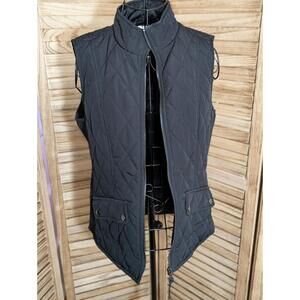 Dressbarn Size Small Black Mockneck Full Zip Up Quilted Puffer Sleeveless Vest